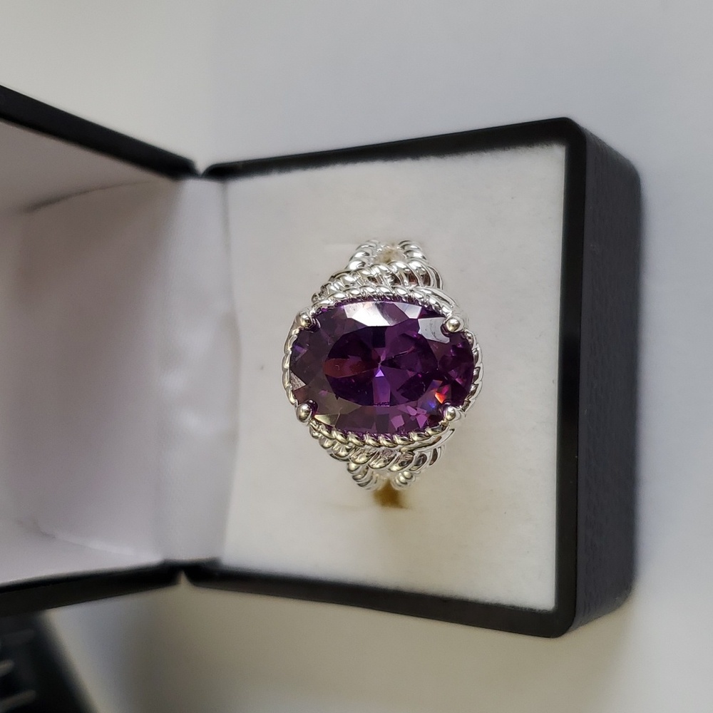 Watch Video / Vintage Purple Gemstone Ring in Silver Setting
